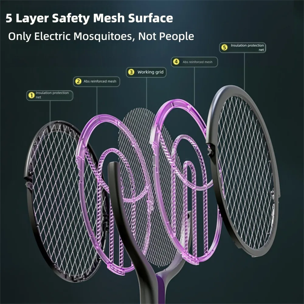 5-in-1 Retractable Extension Poleไฟฟ้ายุงSwat Multi-FunctionalหมุนสุทธิSwatชาร์จUSB Family Campingใช้