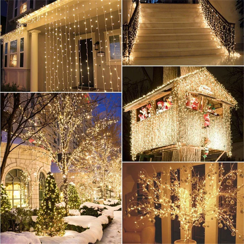 LED Fairy Strings Light กันน้ํากลางแจ้ง Garland EU 220V 5M 10M 40/100Led สําหรับคริสต์มาสปาร์ตี้งานแต่งงานวันเกิดโคมไฟตกแต่ง