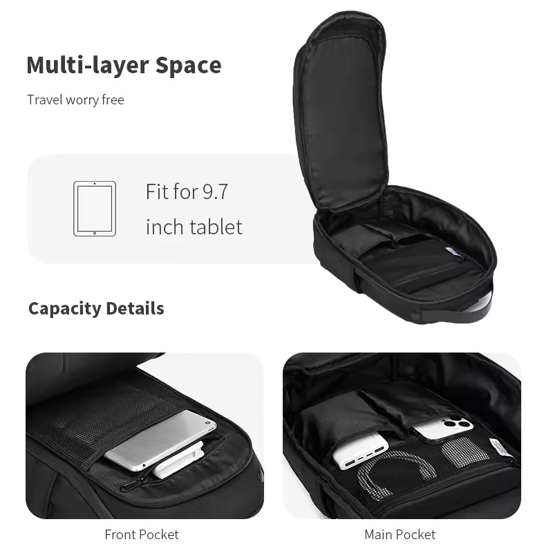 OZUKO-Bolso de pecho de gran capacidad para hombre, bandolera informal impermeable con múltiples compartimentos