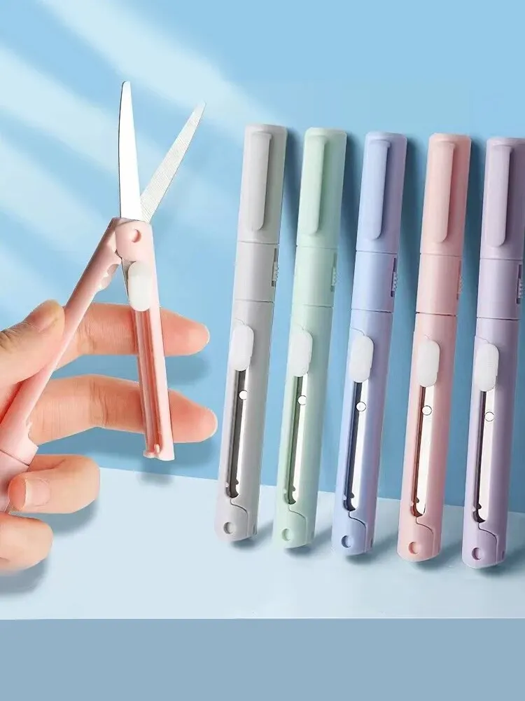 1 PC Mini แบบพกพากรรไกรเครื่องตัดกระดาษมีด 2 In 1 Multifunctional กระเป๋าปากกา Scrapbooking แกะสลักตัดเครื่องมือศิลปะ