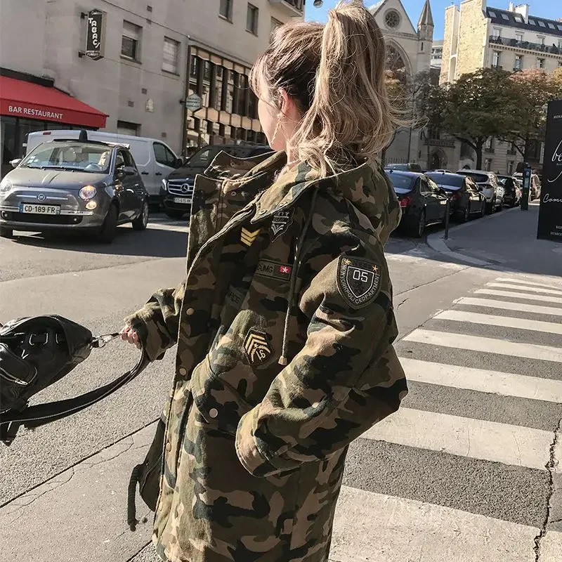 2023 inverno nova camuflagem algodão parkas para mulheres engrossado estilo longo moda versão coreana carga algodão acolchoado casaco roupas