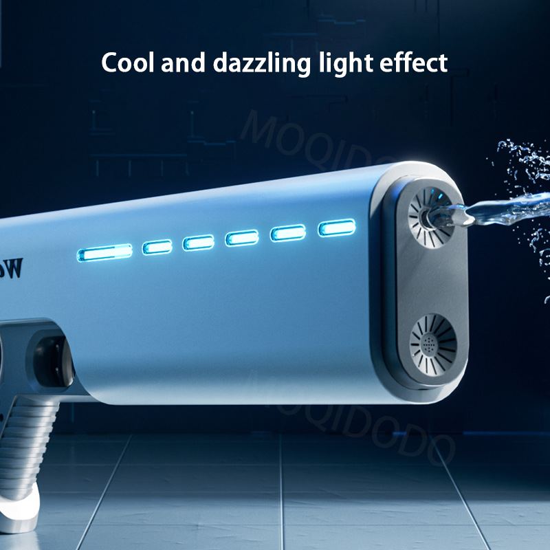 Pistola de água elétrica contínua, totalmente à prova d'água e absorção automática de água com luz para crianças, brinquedos divertidos ao ar livre para presentes infantis