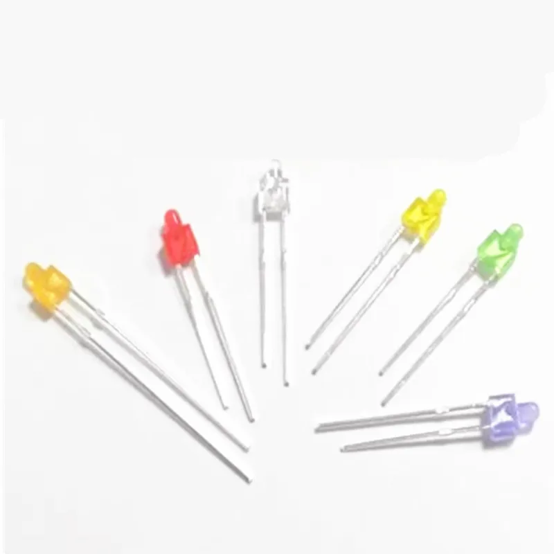 100 pz 2MM luminoso piccolo ciuccio rotondo indicatore quadrato LED perlina luminosa LED rosso giallo blu verde arancione bianco caldo