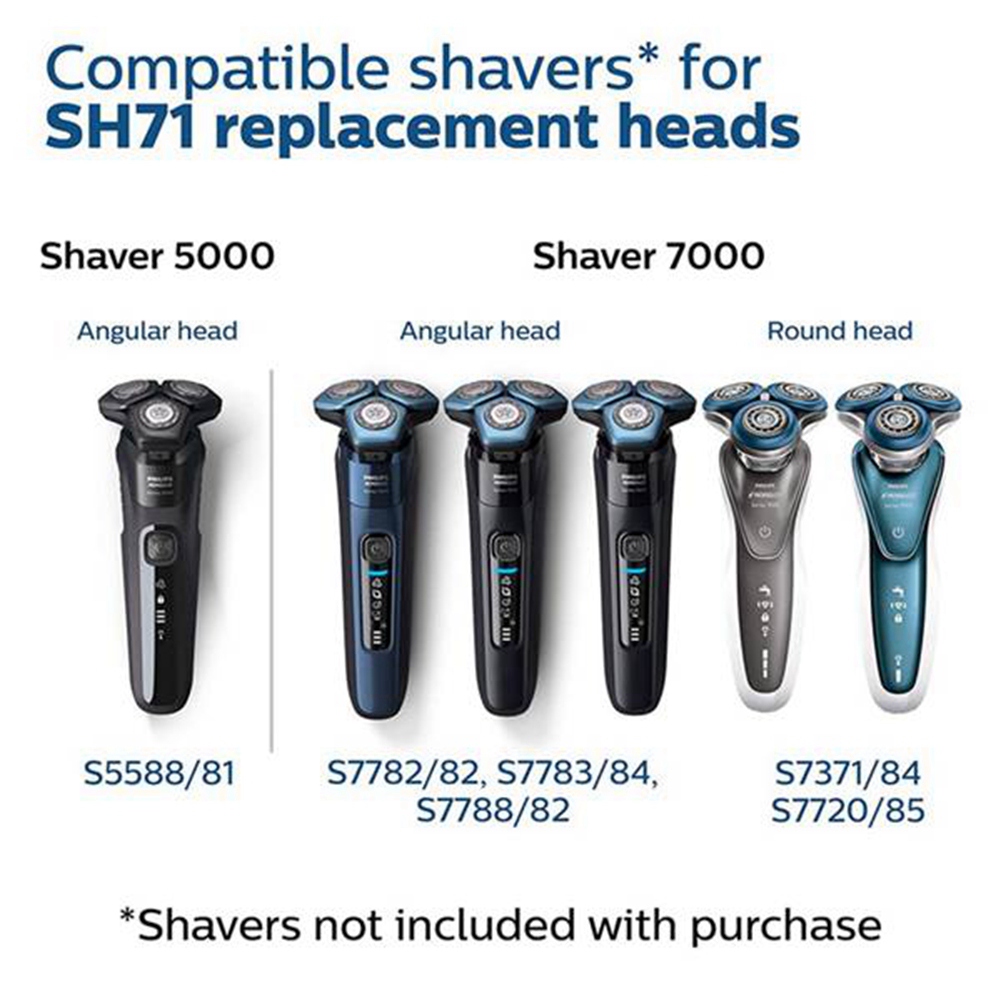 Cabeças de substituição para Philips Norelco Shaver Series, Shaver Series 7000 e 5000, lâmina tripla com lâmina afiada durável, SH71