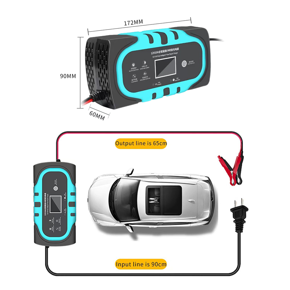 12V インテリジェント車オートバイバッテリー充電器過熱過充電多重保護 Lcd ディスプレイ車の充電器アクセサリー