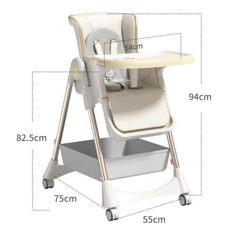 Multi Functional Baby Highchair เก้าอี้ให้อาหาร,ปรับที่นั่งเด็กเก้าอี้ล้อ, เก้าอี้สูงพับสําหรับให้อาหารเก้าอี้เด็ก