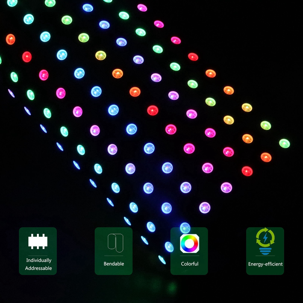 Faixa de Luz LED Digital RGB Flexível, Endereçável Individualmente, Matrix Screen, 5V, WS2812B, 8x8, 16x16, 8x32, 1-5 unidades