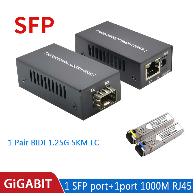 Konwerter Sfp Media Gigabit Mini10/100/1000Mbps Przełącznik światłowodowy Ethernet 1SFP1E 1F1E