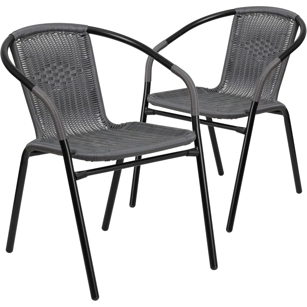 2 Pack Rattan Indoor-Outdoor Restaurant Stack Chair