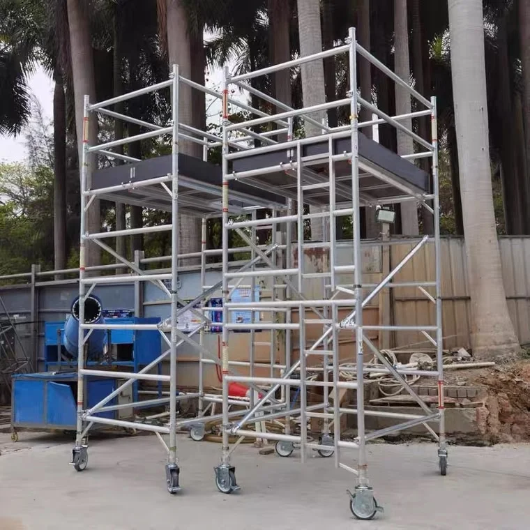 Top Rated Certification Double Width Aluminum Tower Portable Work Platform Scaffolding Platform