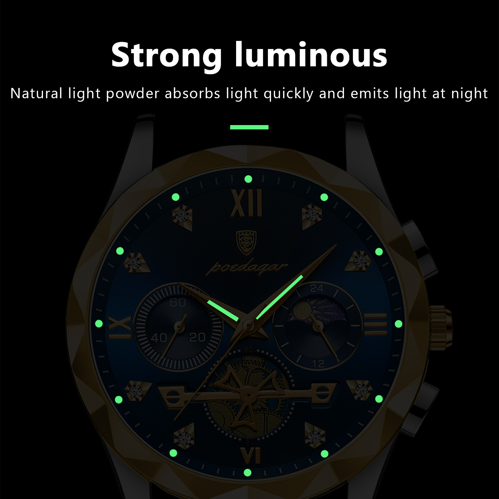 Reloj de pulsera POEDAGAR de lujo a la moda para hombre, relojes de cuarzo de acero inoxidable para hombre, cronógrafo luminoso resistente al agua, reloj deportivo para hombre