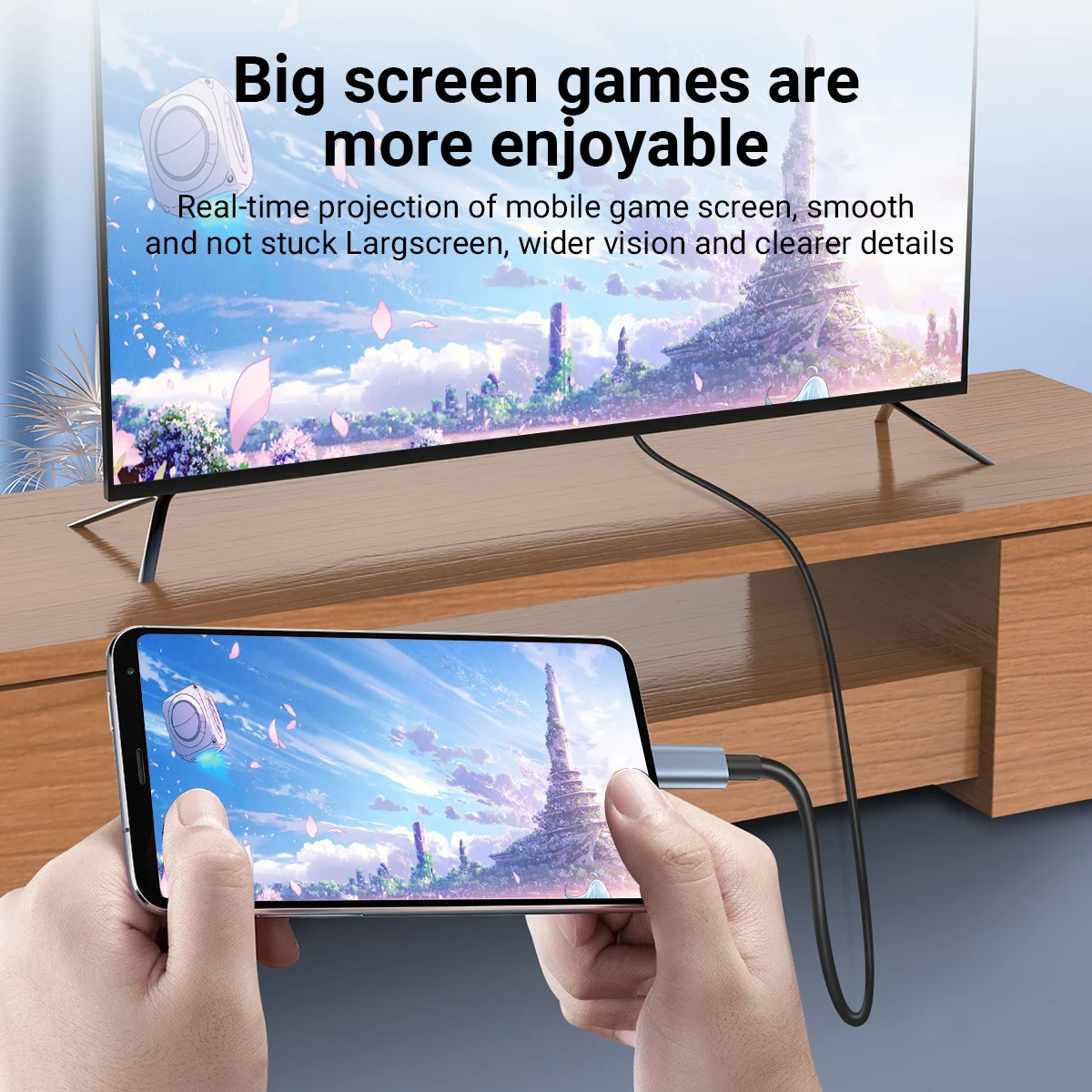 สาย USB C เป็น HDTV สำหรับ6.6FT สำนักงานที่บ้าน4K @ 60HZ USB Type C TO HDMI สาย Thunderbolt 4/3เข้ากันได้กับ iPhone 15 pro/max Mac
