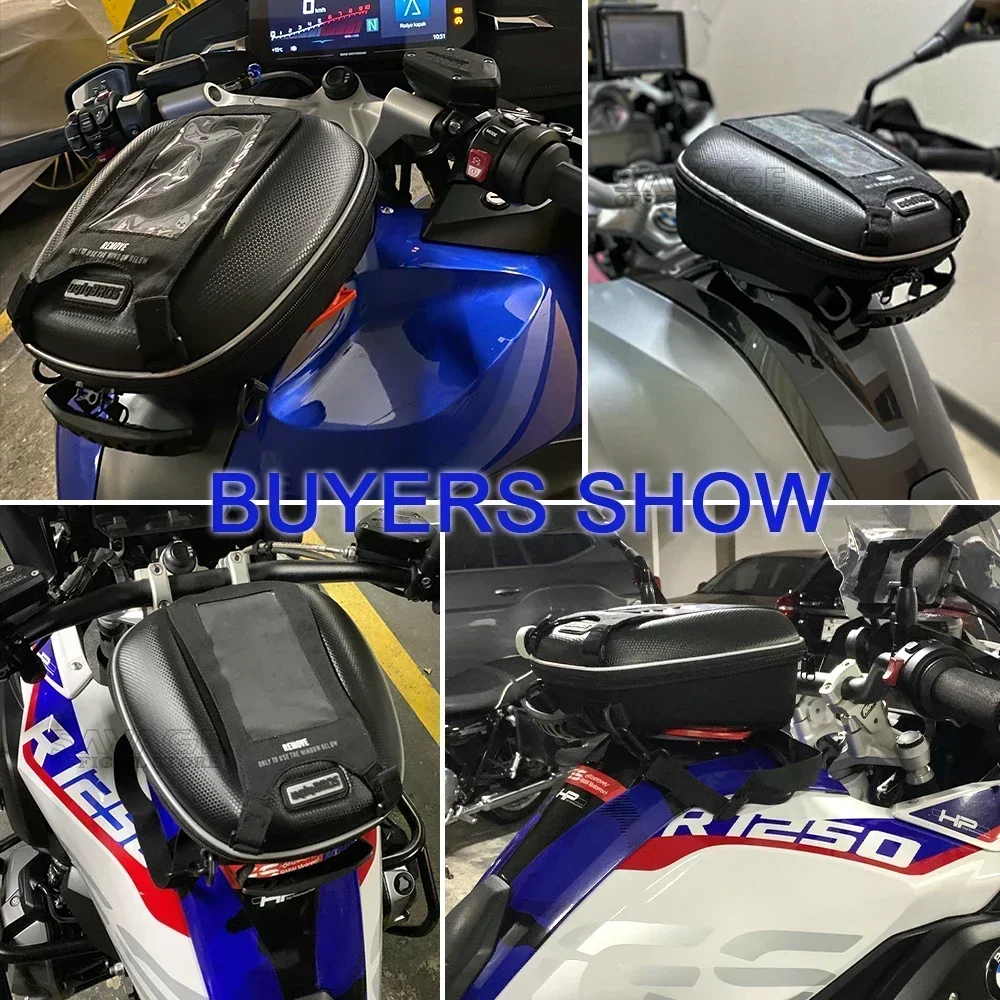 Saco tanque de motocicleta para BMW R1250GS S1000XR F850GS R 1200 RT/RS 1250 GS Adventure F750GS F900R F900XR Mochila de corrida impermeável Bagagem Tanklock, Bolsa para tanque de motocicleta, tela sensível ao toque