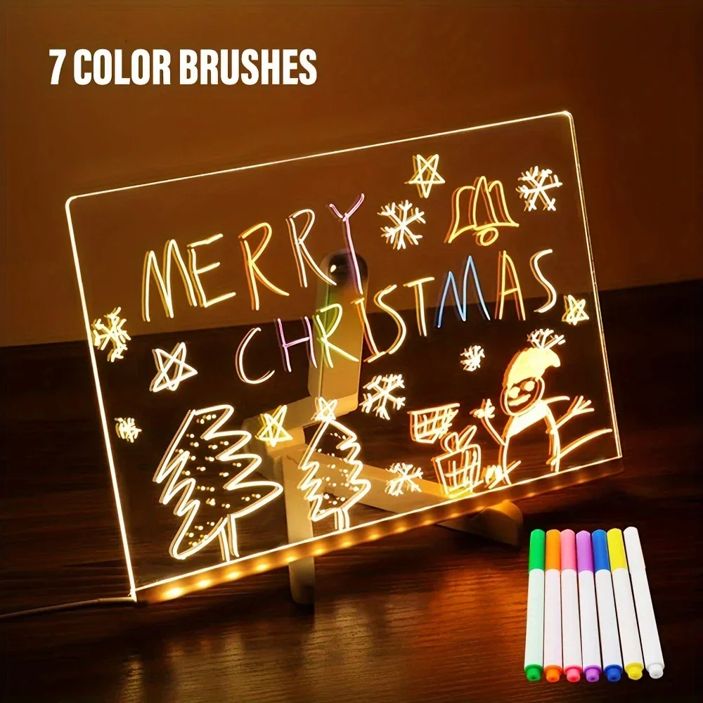 Tableau d'affichage en acrylique lumineux LED, tableau à dessin effaçable USB pour enfants, CIY pour cadeaux d'anniversaire, planches publicitaires de Bar