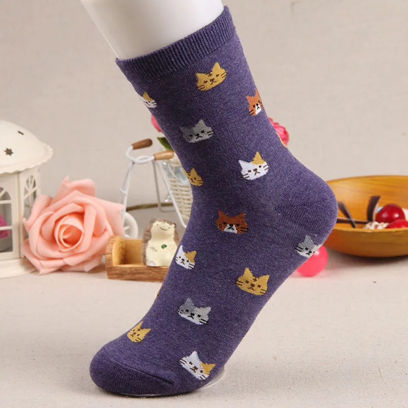 Nuevo Animal de dibujos animados verano otoño gato encantador para mujeres calcetines de algodón gatito Meias Sokken medias señoras lindo mujer Dropship