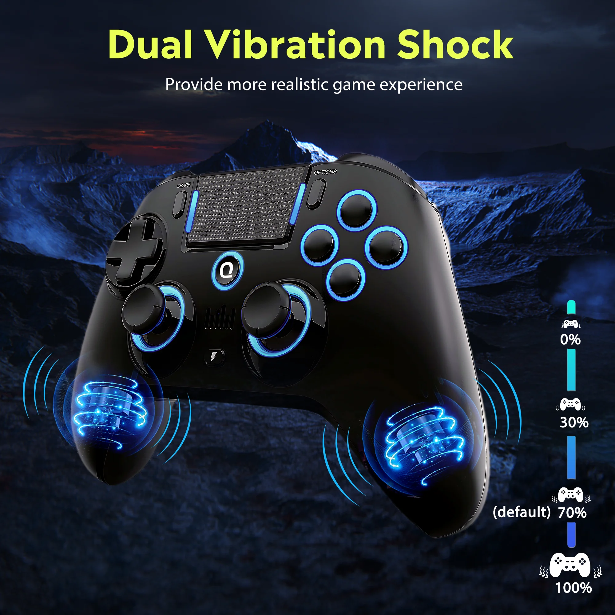 Controlador inalámbrico Original QRD Spark N5 para PS5, PS4, PS3, IOS, Android, PC, luces LED de 8 colores, efecto de vibración, mando PS5