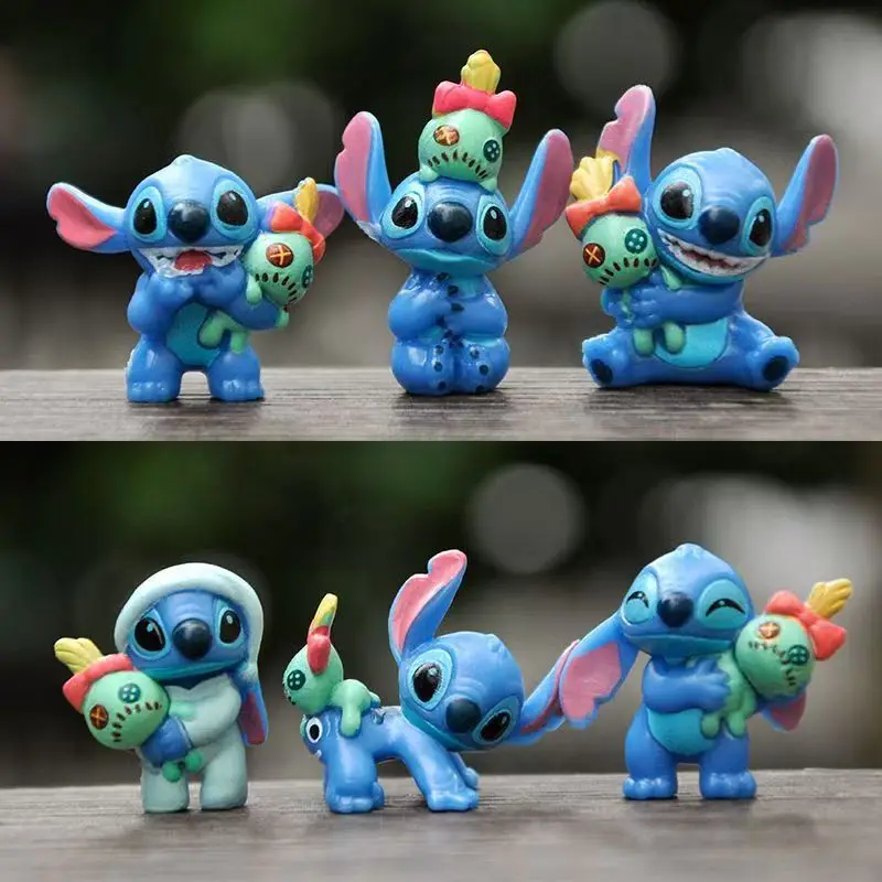 6 teile/satz Lilo & Stitch Cartoon Nette Figur Modell Sammlung Anime Desktop Ornament Geburtstag Kuchen Dekoration Kinder Spielzeug Geschenke