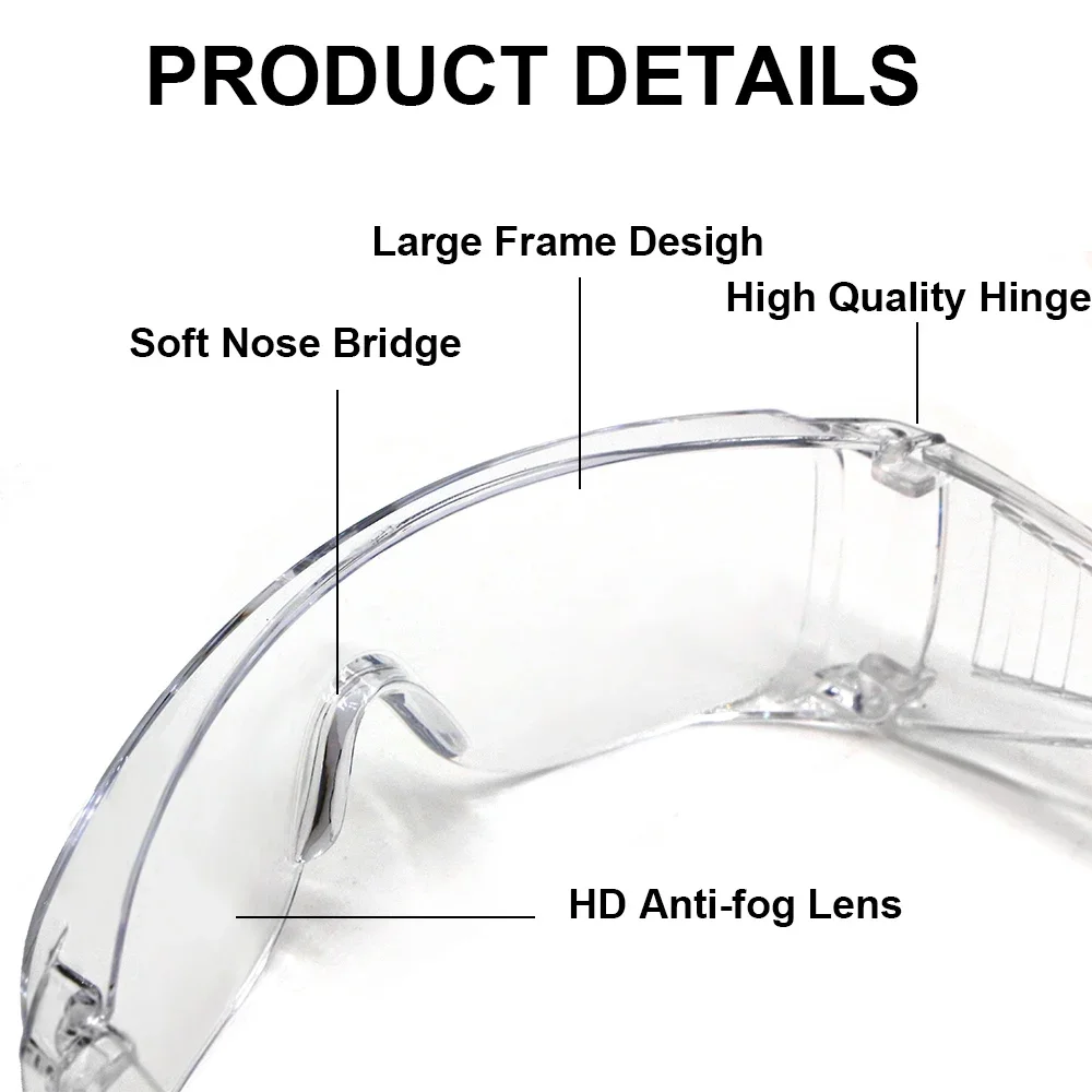 1 st Veiligheid Transparante Bril Anti Fog Bril Geventileerde Zijkanten Schilden PC Frame Bril voor Rijden Lab Arbeidsbescherming