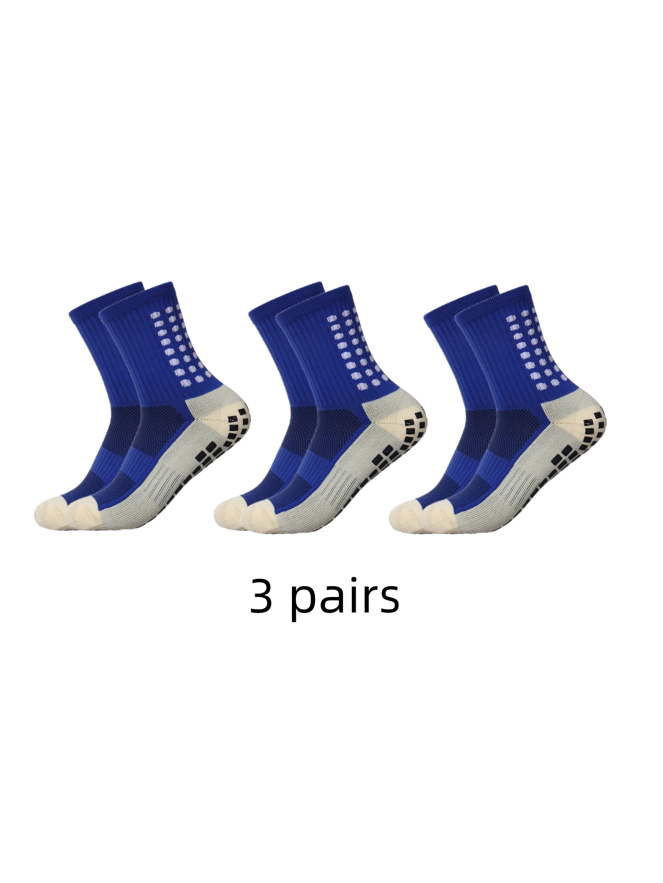 3 pairs of mid length children's sports football socks with anti slip socks to absorb sweat 33-38