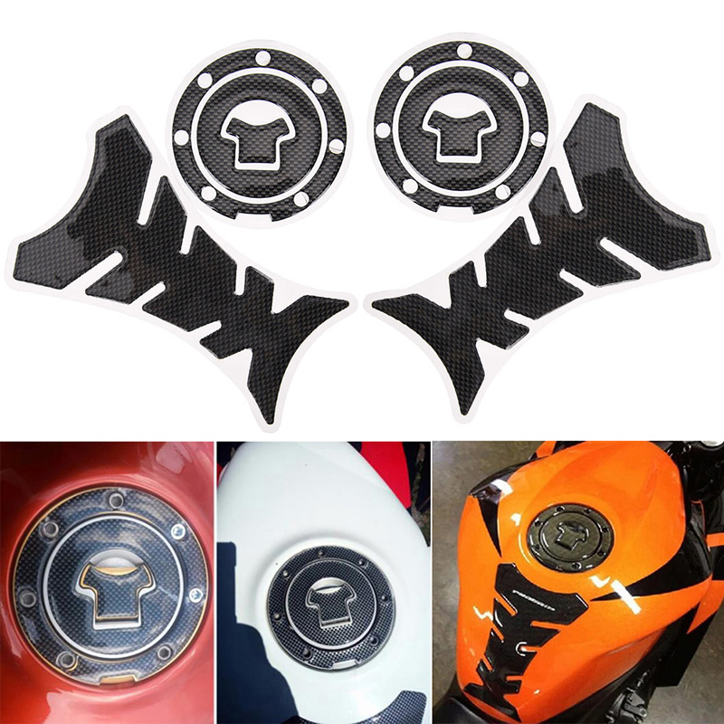 Gas Cap Cover Sticker and protector 3D Carbon Fiber Gel Gas Fuel Tank Pad Protector Sticker Motorcycle Universal
