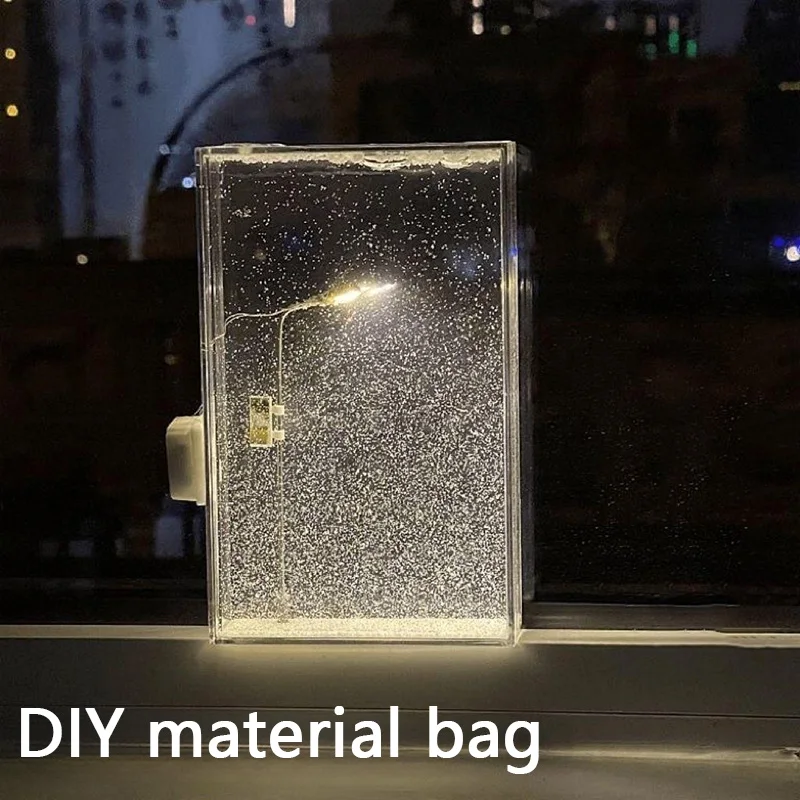 Noche nevada cáñamo que fluye escena de nieve creativa luz nocturna hecha a mano DIY Material de luz de calle paquete regalo para mejor amigo 2024