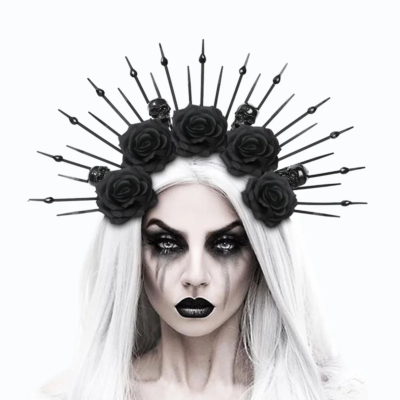 Diadema con cremallera y diamantes de imitación de calavera recién lanzada para actuación de Cosplay de Reina gótica en fiesta Multi