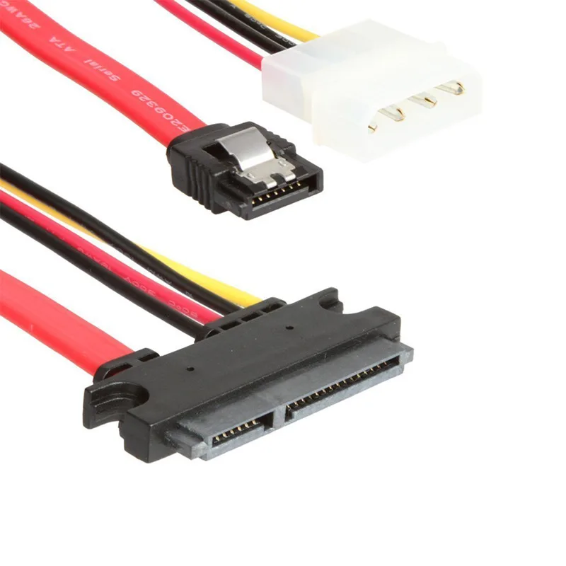 OULLX SATA Buchse Combo 7+15 Pin Datenkabel und Stromversorgung zu SATA 7Pin+4 Pin Molex Serial ATA Lead Kabel Netzteil 30cm 50cm