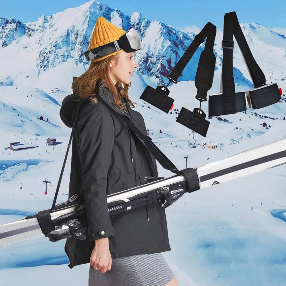 Adjustable Ski And Pole Carrier Strap Nylon Ski Holder Straps Portable Snowboard Carrying Strap Skiing Snowboard Accessories