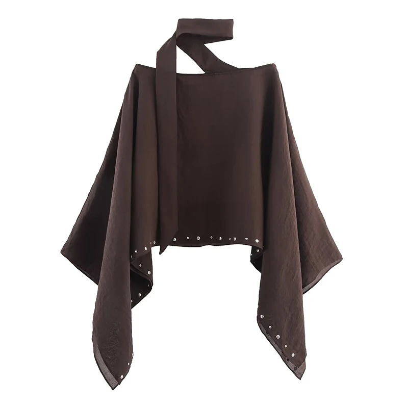 Feminino solto recortado capa jaquetas para mulher 2025 verão rebite cachecol novo em casacos e jaquetas férias casual poncho
