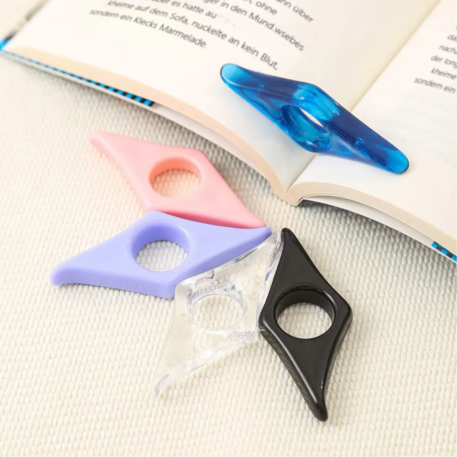 Segnalibri con pressa per pollice in acrilico per la lettura, porta pagine a forma di diamante per insegnanti e amanti dei libri, ausili per la lettura di libri pressati