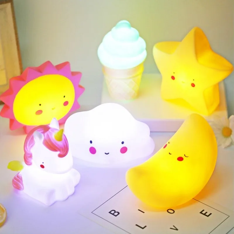 Hoạt Hình Giáng Sinh Đèn Ngủ LED Trang Trí Trung Thu Sao Cô Gái Trẻ Em Đồ Chơi Trẻ Em Tặng Đèn Cho Phòng Ngủ Đầu Giường Phòng Với Pin