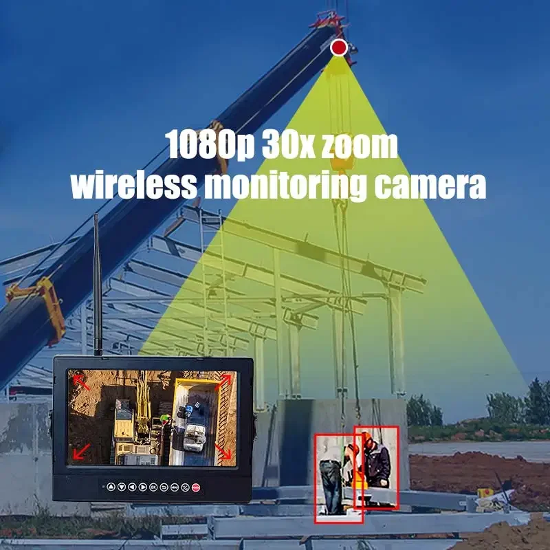 2025 Polegada tela à prova dwaterproof água 30 x zoom óptico sem fio construção guindaste torre sistema de monitor câmera com bateria magnética