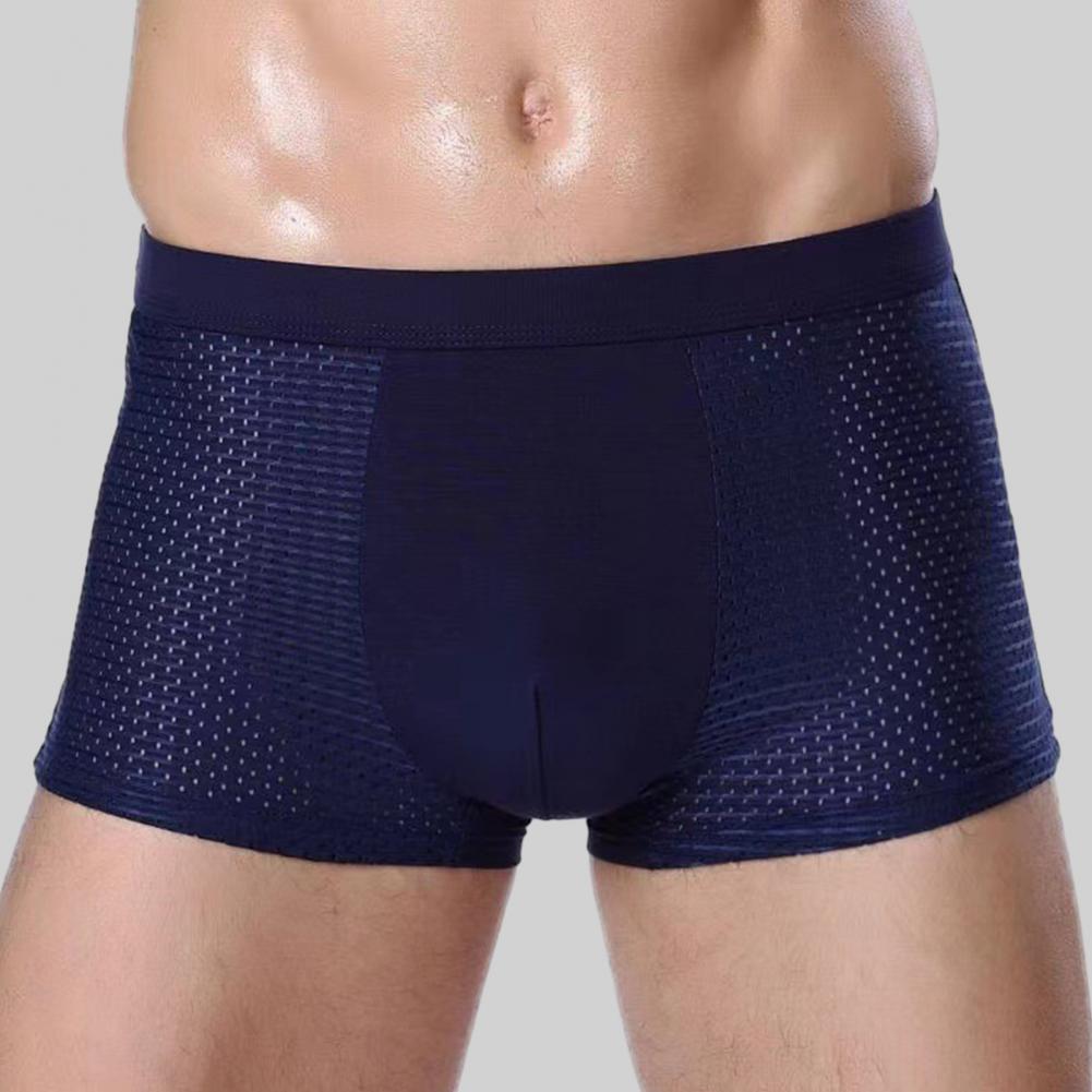 Boxer respirant en maille de soie glacée pour homme, sous-vêtement doux et respirant avec technologie évacuant l'humidité, Design en U pour le confort