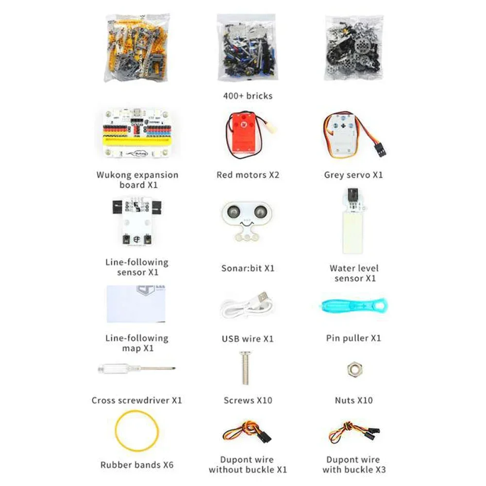 ELECFREAKS Micro:bit 32 EM 1 Wonder Building Kit Placa de Expansão Wukong para Blocos de Construção de Quebra-cabeça Microbit Kids Fun Coding STEM