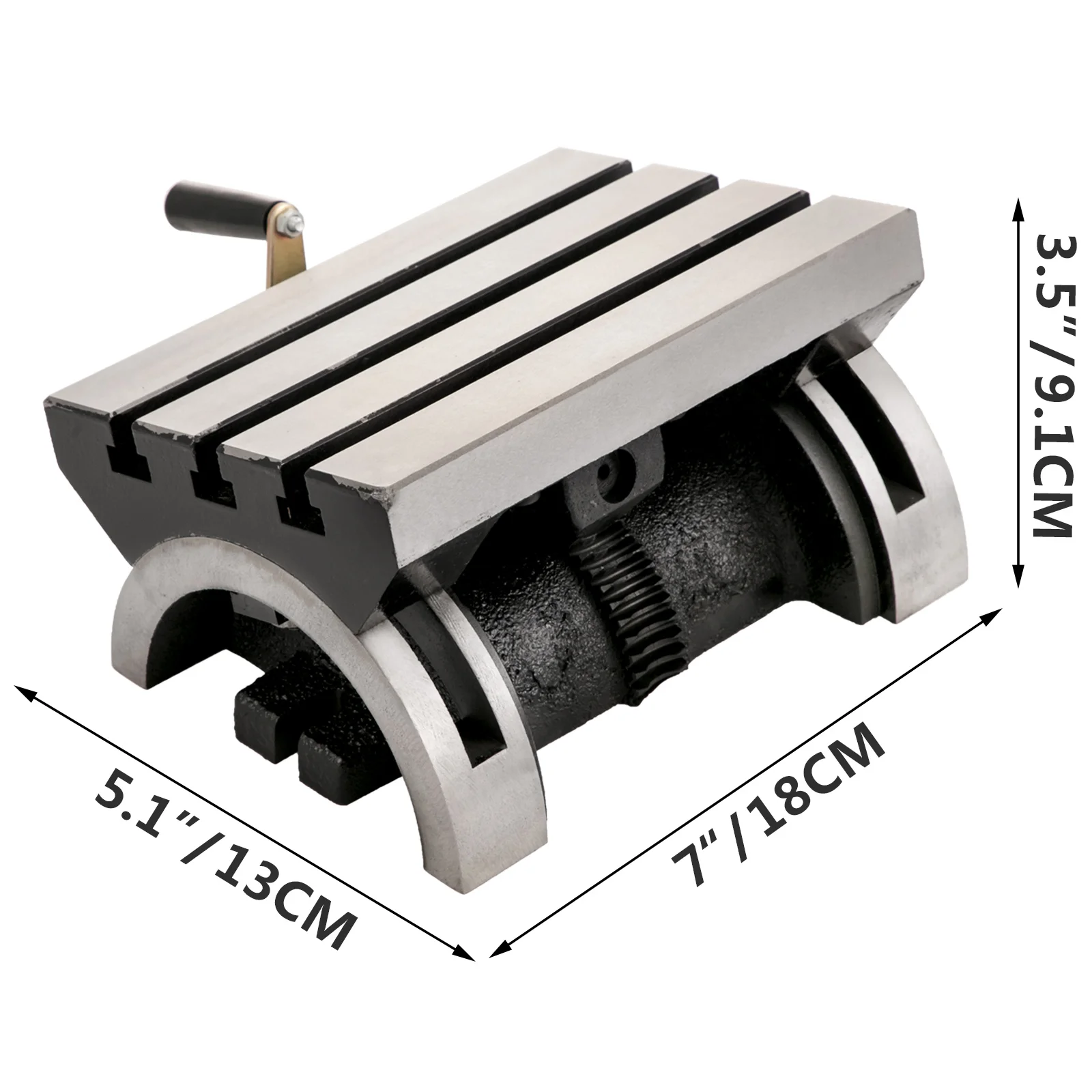 SucceBuy Máquina de mesa de trabalho rotativa ajustável com 3 slots em T e alça de manivela resistente para moagem e fresagem