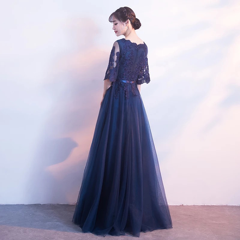 Dongcmy 新着イブニングドレス包帯レース刺繍高級サテン半袖ロングエレガントなローブド夜会ガウンカスタマイズ