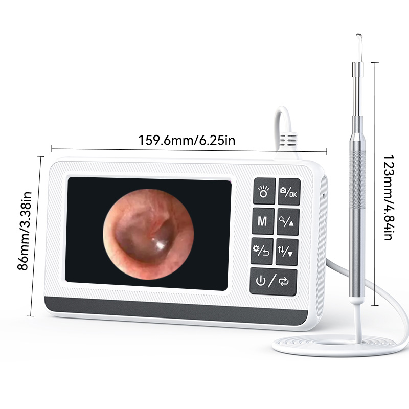 Otoscópio digital com tela ips de 4.3 espaços, ferramenta de remoção de cera de ouvido, câmera 3.9mm hd, otoscópio com luz plug & play