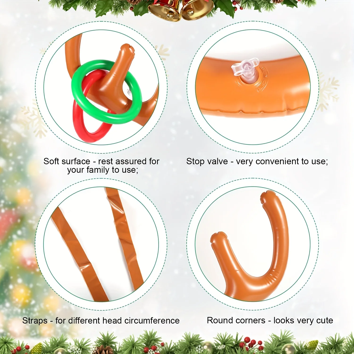 Inflatable Reindeer Antler แหวน Toss เกมสําหรับคริสต์มาสเด็กผู้ใหญ่ครอบครัวปาร์ตี้โปรดปรานกลางแจ้งในร่มแหวน Toss Xmas เกมของเล่น