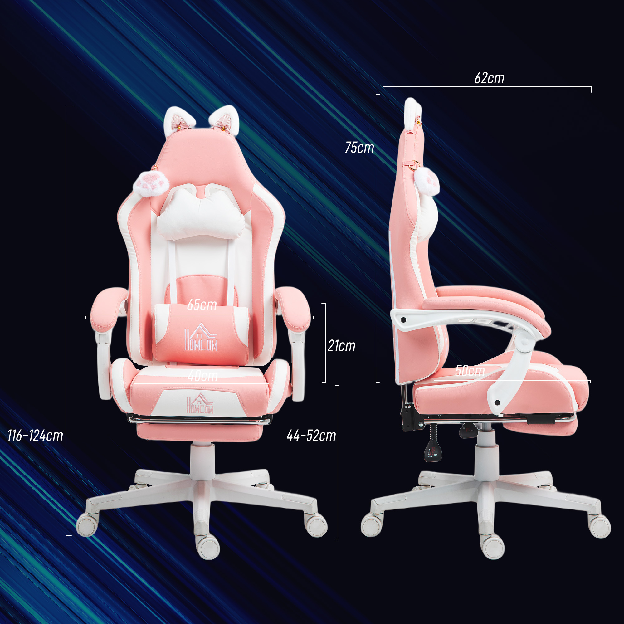 HOMCOM Gaming Chair with Footrest, Reclining Computer Chair