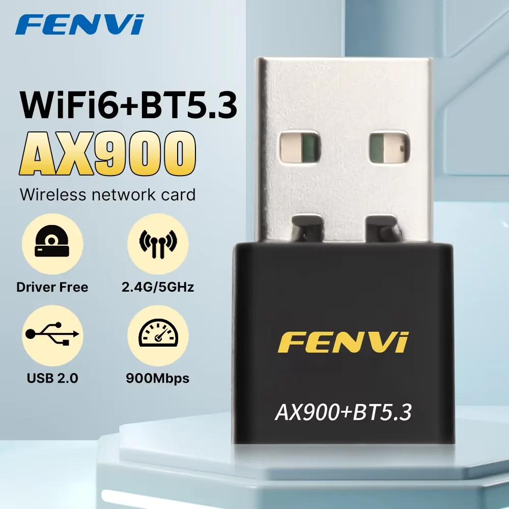 Fenvi AX900 WiFi6 USB-адаптер Bluetooth 5.3 Dual Band 5G 2.4G 2in1 Wi-Fi 6 Mini USB-ключ Беспроводной сетевой приемник Бесплатный драйвер