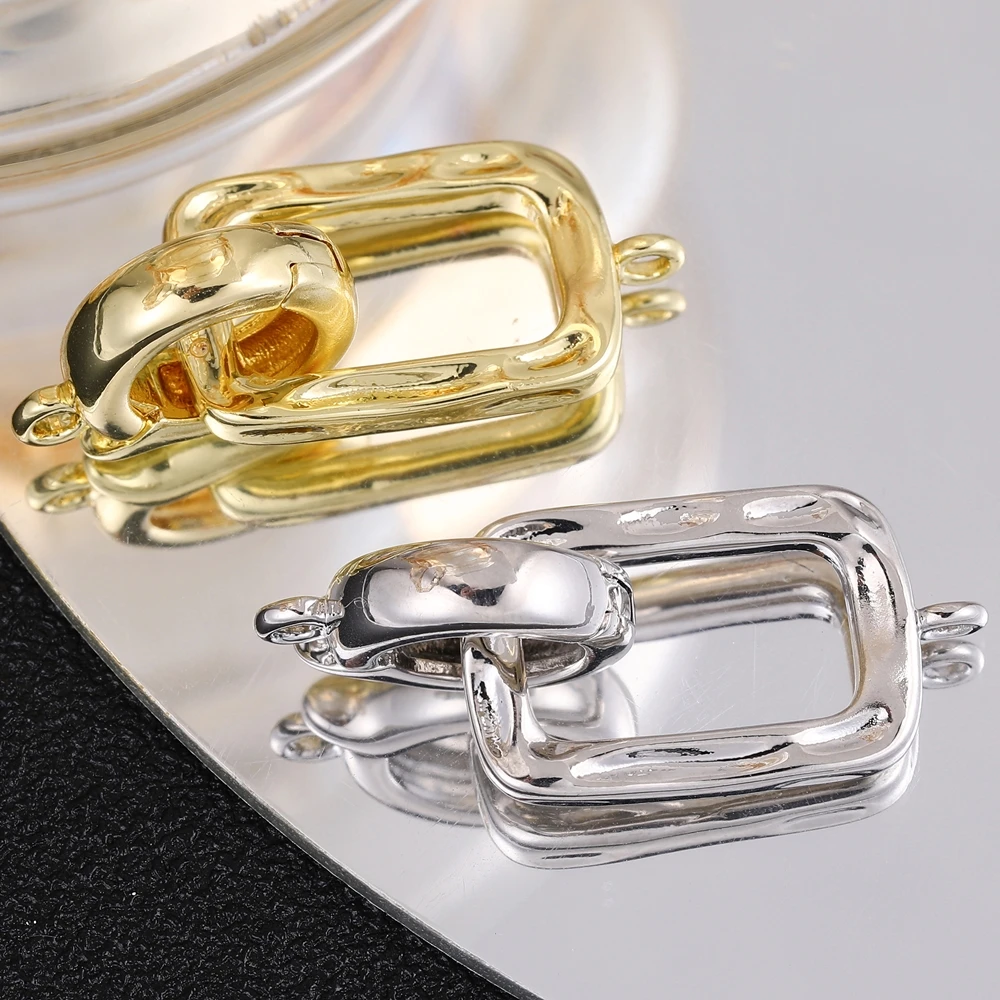 Juya hecho a mano 18K chapado en oro y plata sujetador conector de fianza cierres accesorios para costura perlas fabricación de joyas