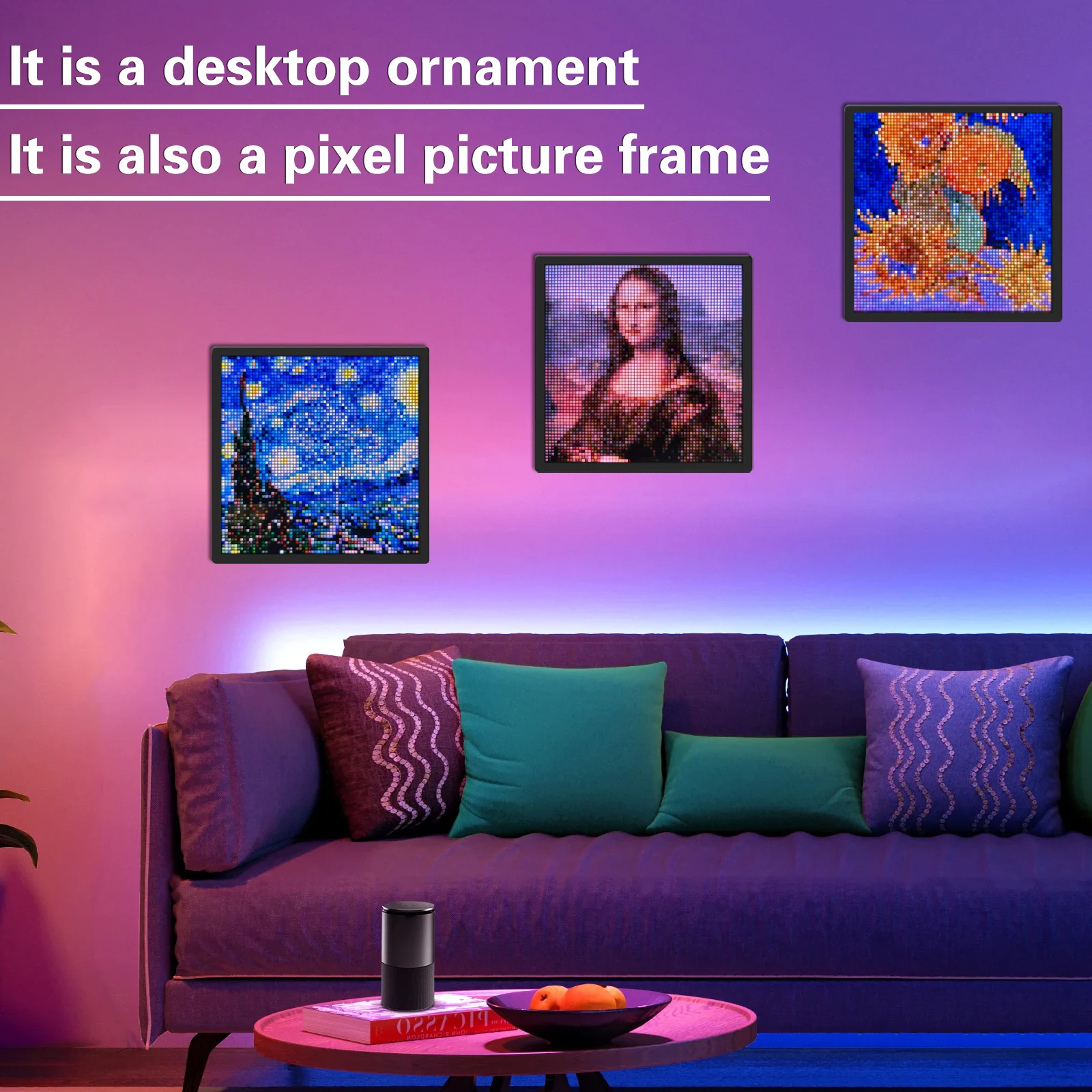 LED Pixel Art Display Screen 64x64 LED Digital Clock With Night Light APP Control Alarm Clock For Pixel Art in Home Decor