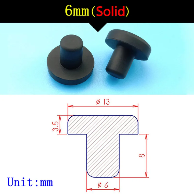 Tappi in silicone solido nero da 2 mm-14 mm Tappi per fori in gomma per uso alimentare Tappi per sigillare la polvere