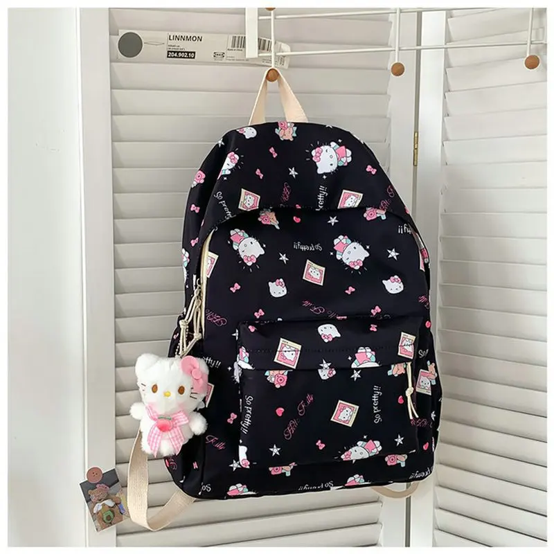 กระเป๋าเป้ Hello Kitty สําหรับนักเรียนมัธยมต้น กระเป๋านักเรียนแฟชั่นลายการ์ตูนสุดน่ารัก กระเป๋านักเรียนความจุขนาดใหญ่สําหรับผู้หญิง