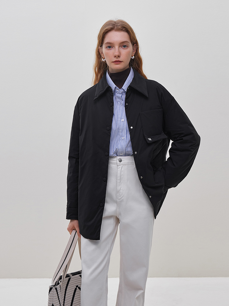 FSLE オフィスレディファッショナブルな暖かいカレッジスタイルシャツダウンジャケット女性の冬の新カジュアルルーズ女性シャツ 23FS14121