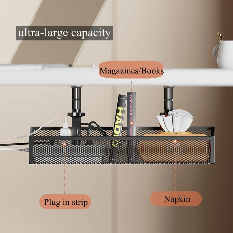 1 Stück Kabelmanagement-Tablett unter dem Schreibtisch, kein Bohren, Stahl-Schreibtisch-Kabel-Organizer, Kabelmanagement-Tablett, Kabelmanagement-Rack