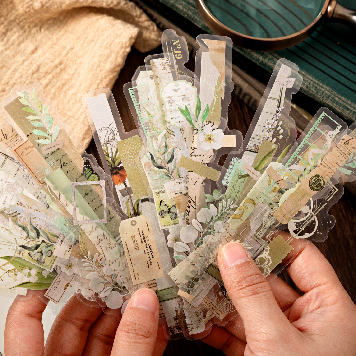 Paquete de pegatinas de tira larga Vintage de 20 Uds., álbum diario de recortes decorativo, suministros para diario basura hechos a mano