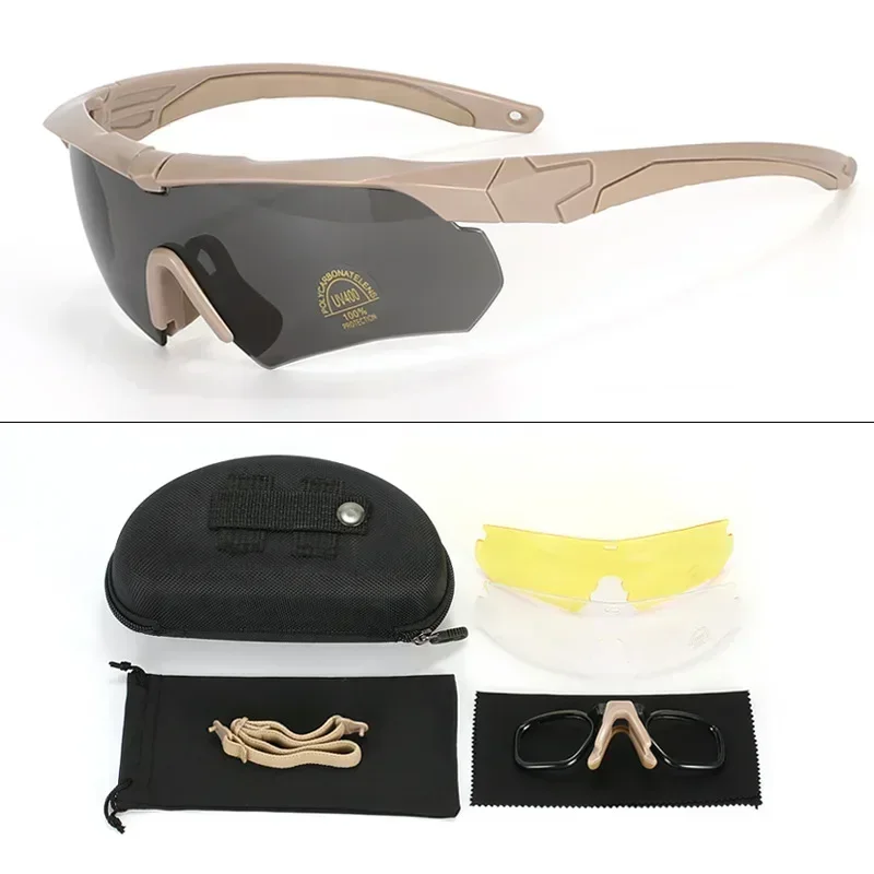 Nuevas gafas tácticas polarizadas, juego de 3 lentes, gafas de escalada para deportes al aire libre, gafas protectoras de seguridad a prueba de viento y polvo