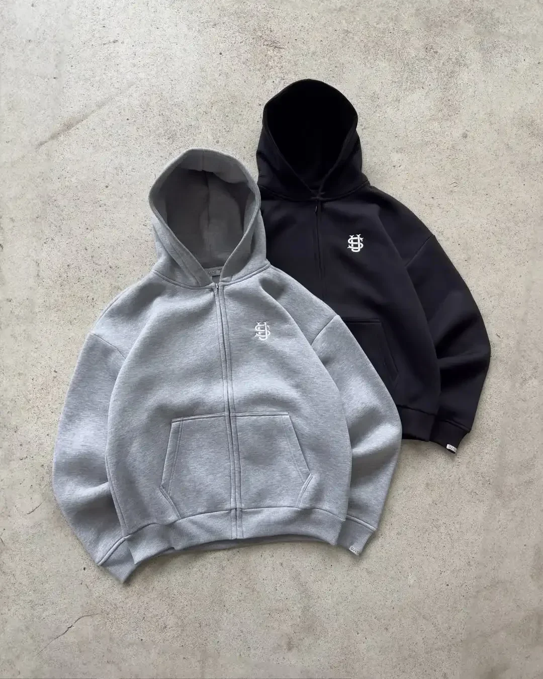 Gestickte Jogginghose, zweiteiliges Set, Y2K-Kleidung, Herren-Hip-Hop, übergroße Jogginghose, lässiger Reißverschluss-Hoodie