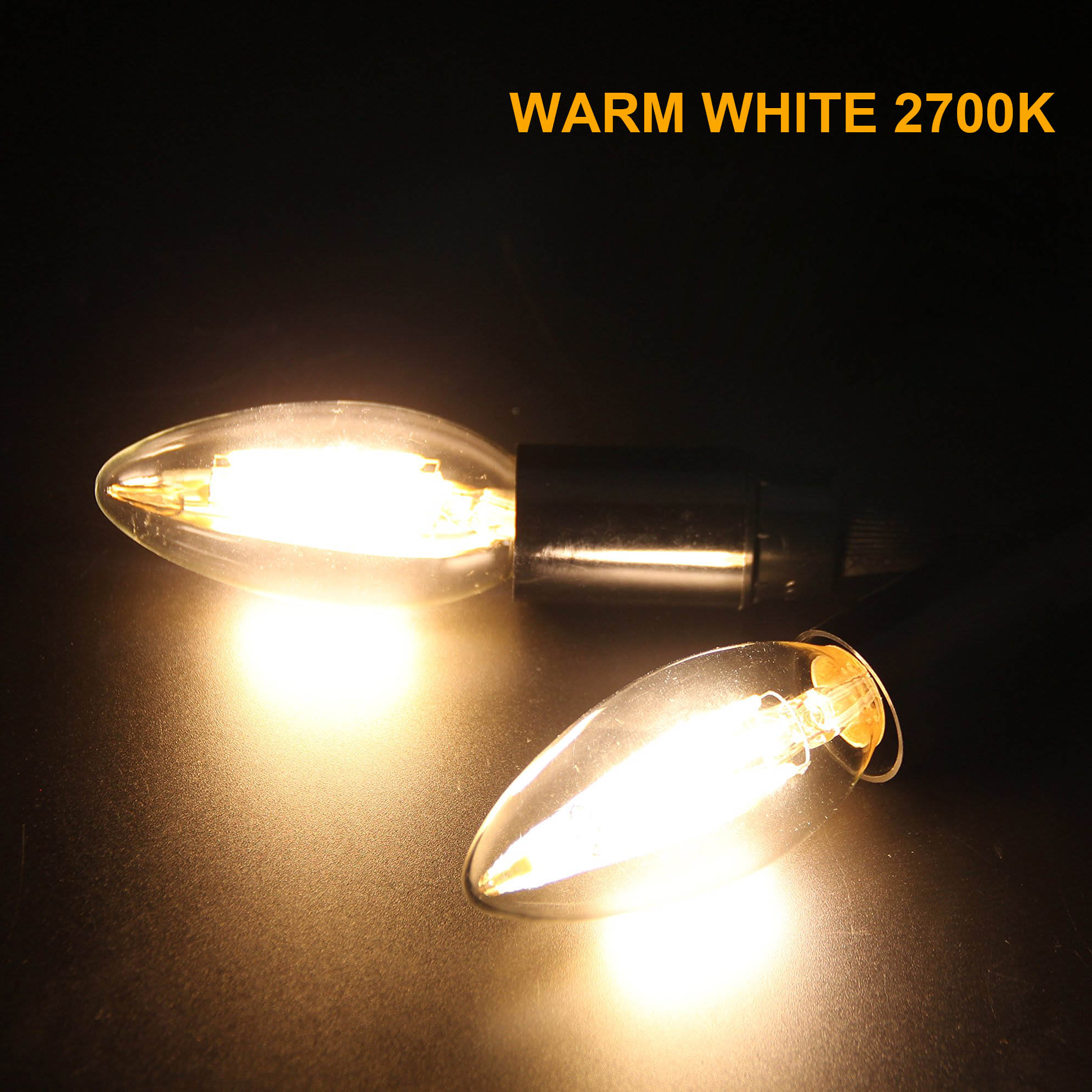 C35 4 W E12 E14 Kandelaber-LED-Glühbirnen, 40 Watt, äquivalent, dimmbar, 2700 K warmweiß, Kronleuchter, Deckenventilator, Kerzenlichtbirne